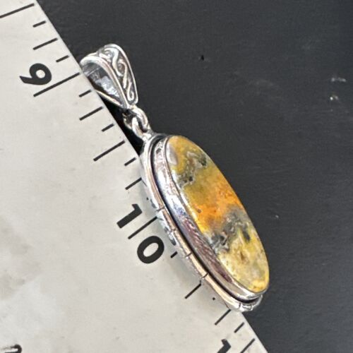 Navajo Bumblebee Jasper Pendant Necklace | Sterling Silver | Authentic Native American Handmade | 15960