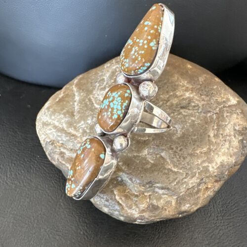 Navajo Blue Turquoise #8 Multi-Stone Ring | Authentic Native American Sterling Silver | Sz 9.5 | 16635