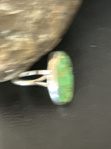 Navajo Green Mojave Turquoise Ring | Sterling Silver | Sz 10 | Authentic Native American Handmade | 15601