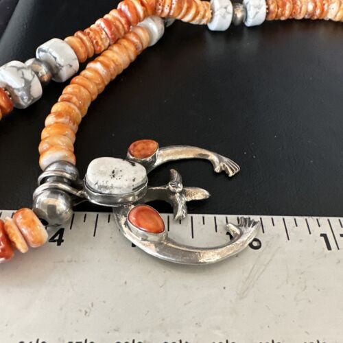 Navajo White Buffalo Turquoise Spiny Naja Pendant Necklace | Sterling Silver | 23" | 14930