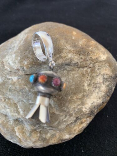 Navajo Multi-Color Turquoise Naja Pendant | Sterling Silver | Authentic Native American Handmade | 01260