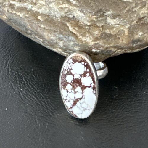 Men's & Women's Wild Horse Turquoise Navajo Ring | Sterling Silver | Sz 7 | Authentic Native American Handmade | 17263