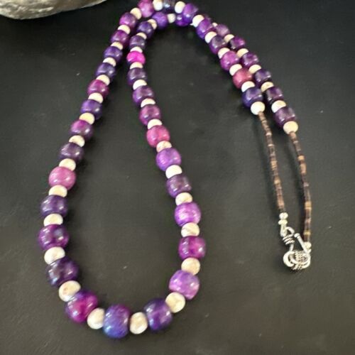 Navajo Purple Sugilite Bead Jasper Necklace | Sterling Silver | 29" | Authentic Native American Handmade | 15347