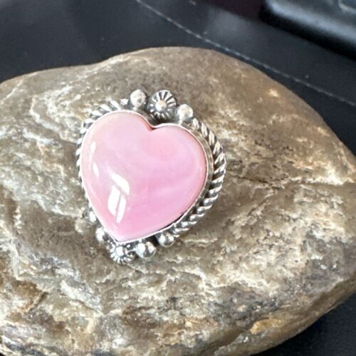 Navajo Pink Conch Heart Ring | Handmade | Sz 9.5 | 16040