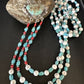 Navajo Blue Turquoise 3-Strand Coral Pendant Necklace | Sterling Silver | Authentic Native American Handmade | 15516