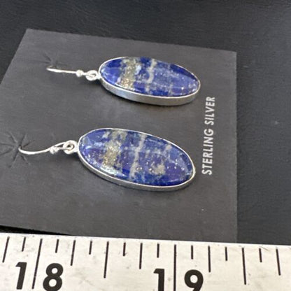 Blue Denim Lapis Dangle Earrings | Sterling Silver | 1" | 15803