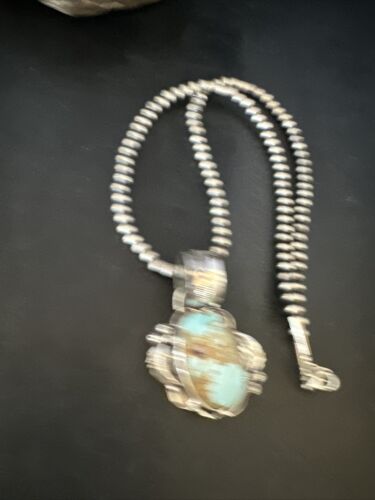 Blue Golden Hills Turquoise Pendant | Navajo Pearls | Sterling Silver Necklace 21" | 14995