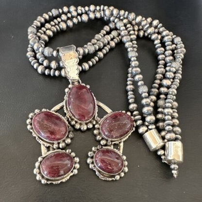 Navajo XL Purple Spiny Cluster Naja Pendant Necklace | Sterling Silver | 21" | 16677