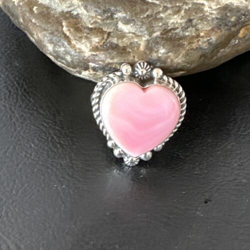 Navajo Pink Conch Heart Ring | Handmade | Sz 9.5 | 16040
