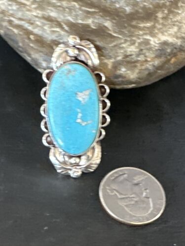 Men's Blue Kingman Turquoise Ring | Navajo Sterling Silver | Sz 9.5 | Authentic Native American Handmade | 15518