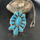 Navajo Blue Kingman Turquoise Cluster Pendant | Sterling Silver | Authentic Native American Handmade | 15447