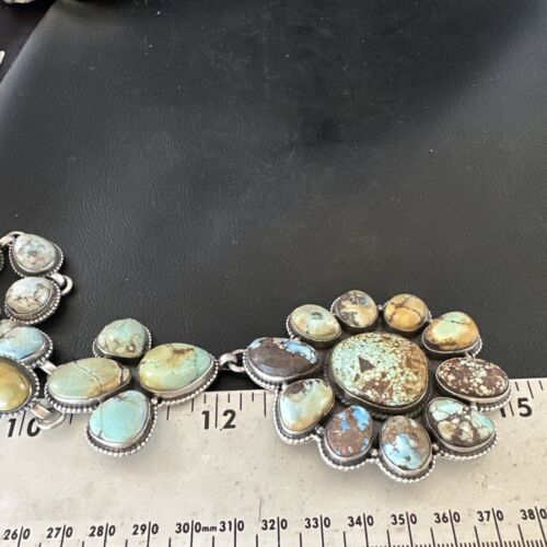 Navajo Blue Golden Hills Turquoise Lariat Necklace Pendant | 25" | Authentic Native American Handmade | 16185