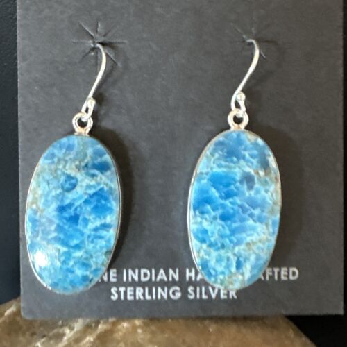 Blue Denim Lapis Dangle Earrings | Sterling Silver | 1" | 15791