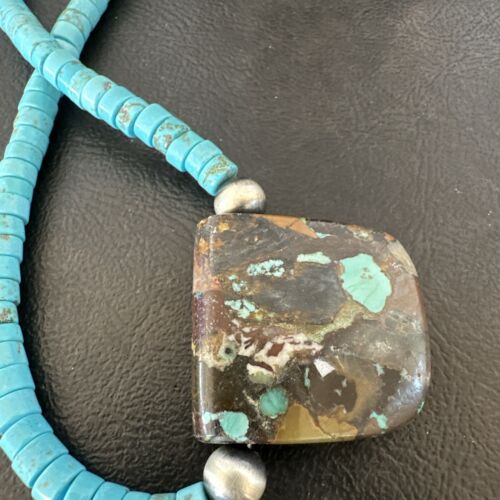 Navajo SpiderWeb Turquoise Heishi Pearls Necklace | Sterling Silver | 20" | 17033