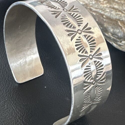 Navajo Stamped Cuff Bracelet | Sterling Silver | Authentic Native American Handmade | 16124