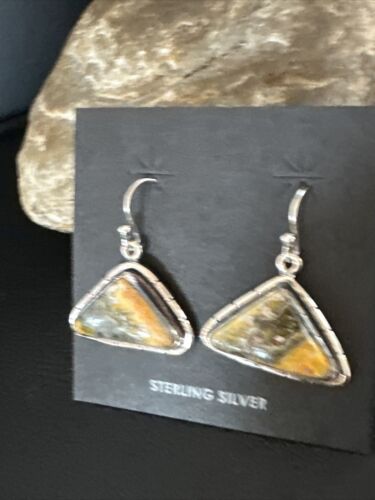 Navajo Bumblebee Jasper Earrings | Sterling Silver | Authentic Native American Handmade | 15836