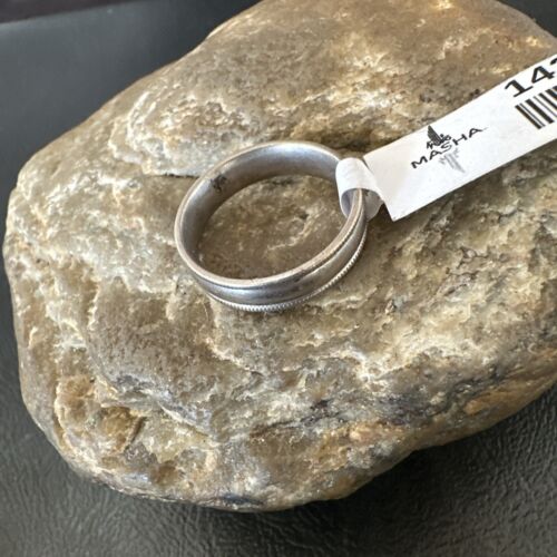 Navajo Sterling Silver Wedding Band | Sz 7.5 | Authentic Native American Handmade | 14275