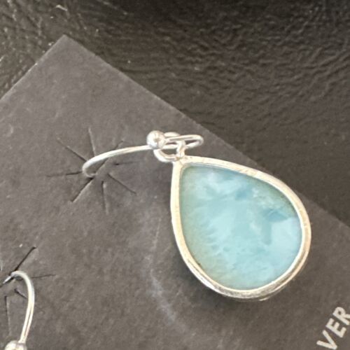 Navajo Blue Larimar Dangle Earrings | Sterling Silver | Authentic Native American Handmade | 17290