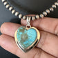 Navajo Heart Blue #8 Turquoise Pendant Necklace | Sterling Silver | Authentic Native American Handmade | 14976