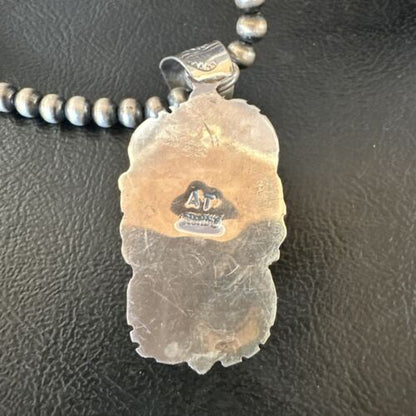 Native American Men's Pendant | Navajo Pearls | Sterling Silver Black Onyx Necklace | 16129