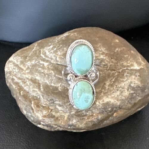 Navajo Blue Dry Creek Turquoise Multi-Stone Ring | Authentic Native American Sterling Silver | Sz 10 | 16740