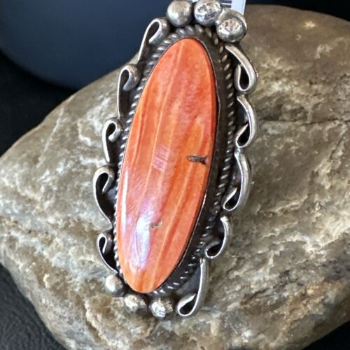 Native American Men's Spiny Oyster Ring | Navajo Sterling Silver | Sz 8.5 | 16889