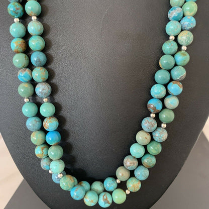 Navajo Blue Green Turquoise Heishi Bead Necklace Pendant | Sterling Silver | Authentic Native American Handmade | 02022