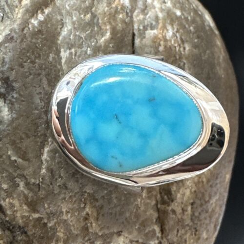 Navajo Blue Kingman Turquoise Ring | Sterling Silver | Sz 10 | Authentic Native American Handmade | 16582