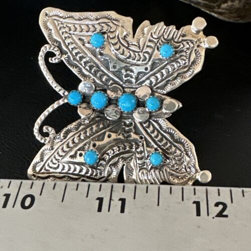 Navajo Turquoise Butterfly Ring | Authentic Native American Sterling Silver | Multi-Stone | Sz 8 | 16170 - Masha USA