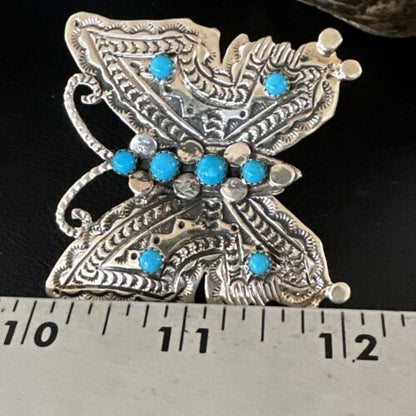 Navajo Turquoise Butterfly Ring | Authentic Native American Sterling Silver | Multi-Stone | Sz 8 | 16170 - Masha USA