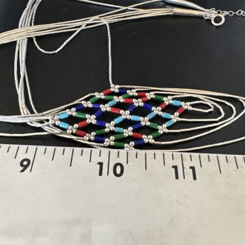 Crisscross Multicolor Heishi Liquid Sterling Silver Necklace | 5 Strand | 22" | 15885