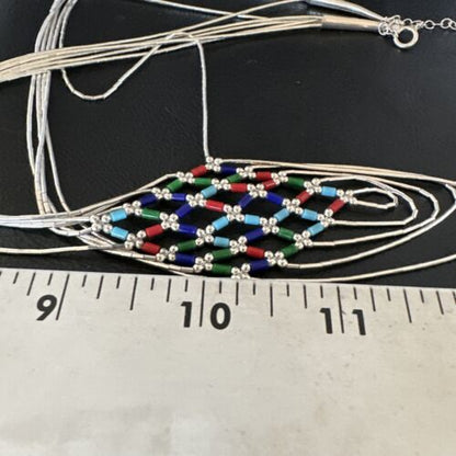 Crisscross Multicolor Heishi Liquid Sterling Silver Necklace | 5 Strand | 22" | 15885