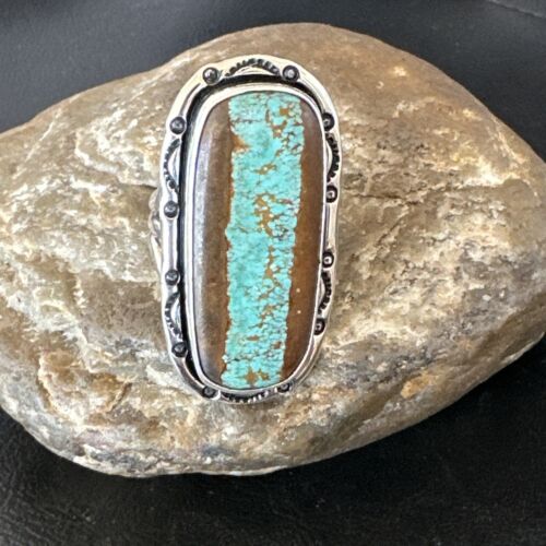 Navajo Blue Turquoise #8 Ring | Sterling Silver | Sz 10.5 | Authentic Native American Handmade | 16476