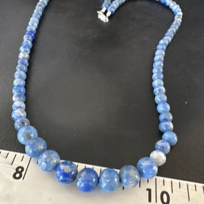 Blue Denim Lapis Graduated Navajo Sterling Silver Necklace | Authentic Native American | 22" | 16550