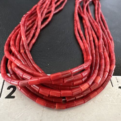 Red Apple Coral Heishi 10-Strand Necklace | Liquid Sterling Silver | 18" | 16913