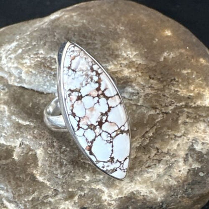 Navajo Wild Horse Turquoise Ring | Sterling Silver | Sz 6 Adjustable | Authentic Native American Handmade | 15552