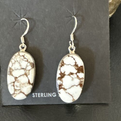 Navajo Wild Horse Turquoise Dangle Earrings | Sterling Silver | Authentic Native American Handmade | 15742