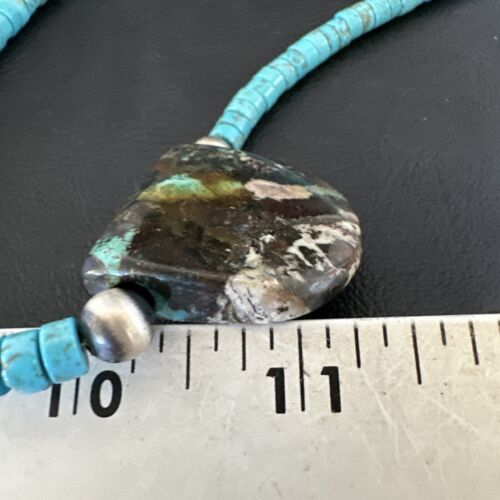 Navajo SpiderWeb Turquoise Heishi Pearls Necklace | Sterling Silver | 20" | Authentic Native American Handmade | 17095
