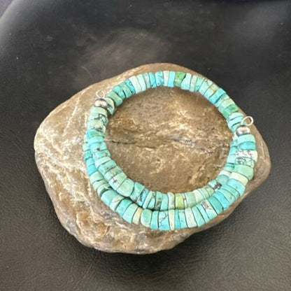 Navajo Turquoise Heishi Bracelet | Stainless Steel Memory Wire | 6mm | Authentic Native American Handmade | 17611