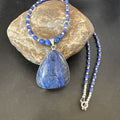 Navajo Blue Denim Lapis Pendant with Pearls | Sterling Silver Necklace | 22" | Authentic Native American Handmade | 16578