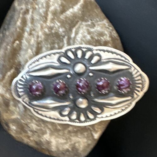 Navajo Purple Spiny Oyster Multi-Stone Ring | Authentic Native American Sterling Silver | Multi-Stone | Sz 8.5 | 15052