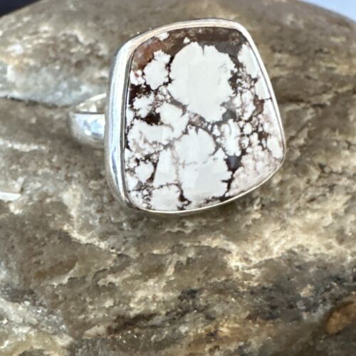 Men's Women's Wild Horse Turquoise Ring | Navajo Sterling Silver | Sz 7 | Authentic Native American Handmade | 17286
