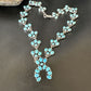 Rare Sleeping Beauty Kingman Turquoise Squash Blossom Necklace | Sterling Silver | 16269
