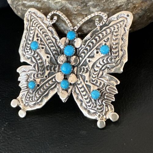 Navajo Turquoise Butterfly Ring | Authentic Native American Sterling Silver | Multi-Stone | Sz 8 | 16170 - Masha USA