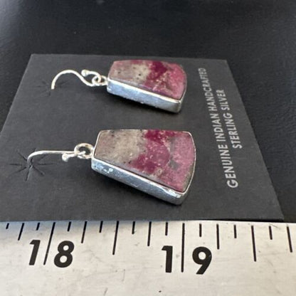 Purple Mojave Turquoise Dangle Earrings | Sterling Silver | Authentic Native American Handmade | 15782