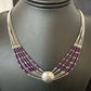 Navajo Purple Sugilite Heishi Concha Necklace | 5 Strand Liquid Sterling Silver | 20" | 15877