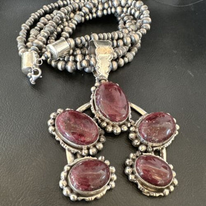 Navajo XL Purple Spiny Cluster Naja Pendant Necklace | Sterling Silver | 21" | 16677