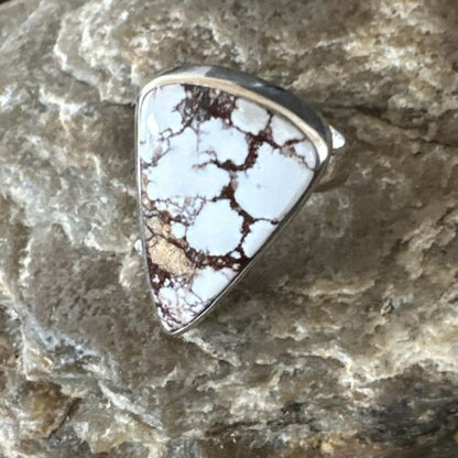 Men's and Women's Wild Horse Turquoise Ring | Navajo Sterling Silver | Sz 7 | Authentic Native American Handmade | 17355 - Masha USA