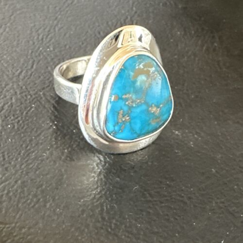 Navajo Blue Kingman Turquoise Ring | Sterling Silver | Sz 9 | Authentic Native American Handmade | 16587