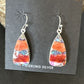 Navajo Blue Turquoise Red Spiny Oyster Inlay Dangle Earrings | Sterling Silver | 15560